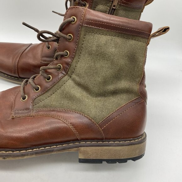 Steve Madden Bunsin Boots Mens 13 Combat Lace Up Faux Leather Canvas Cap Toe main image 11